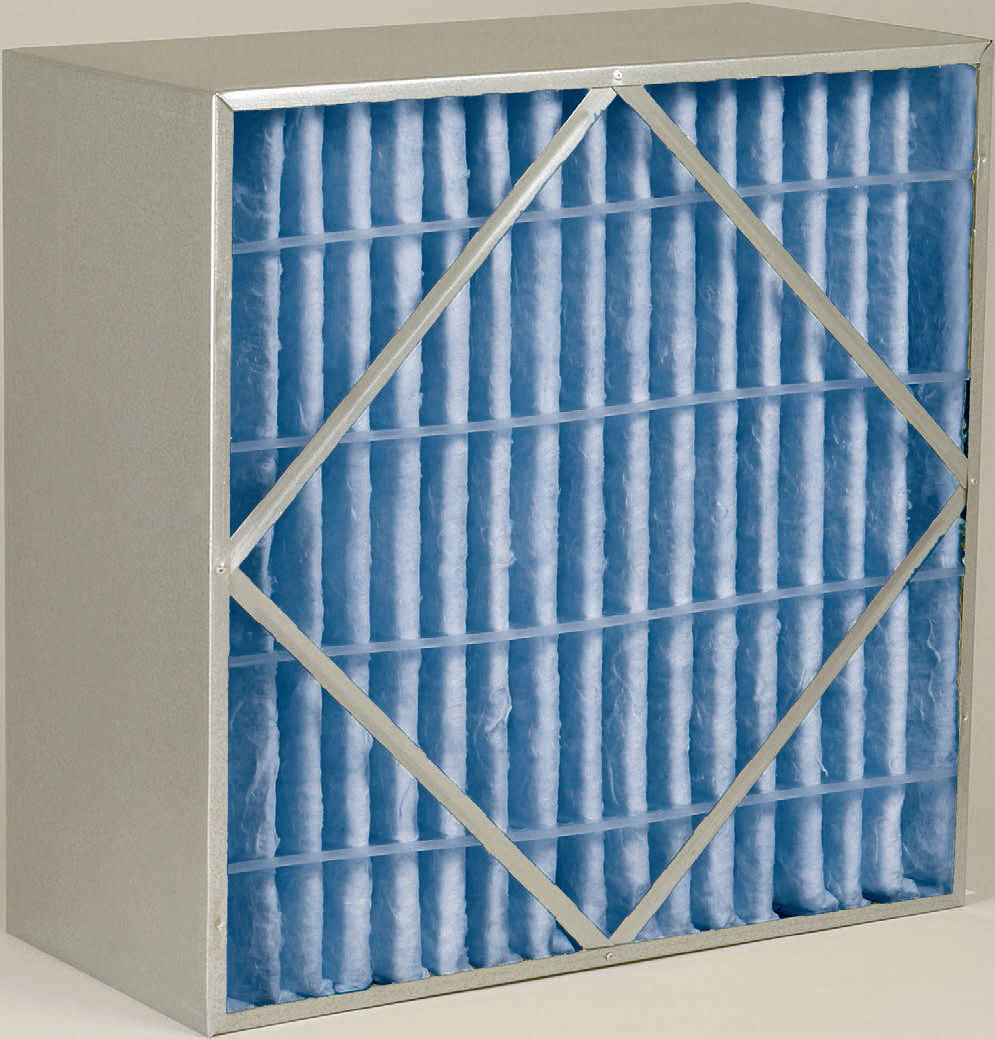 A purolator Defiant Cell high and medium-efficiency, rigid, box air filter.